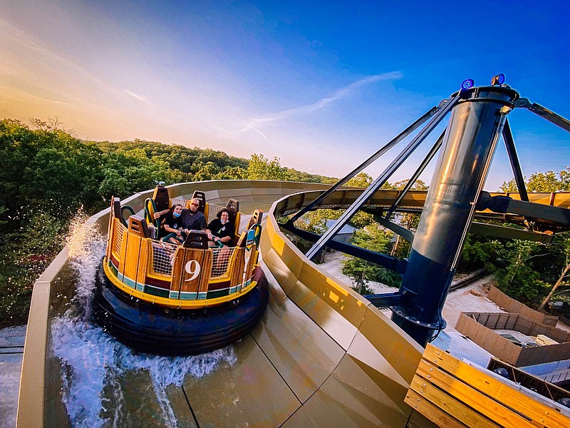 The water adventure of Mystic River Falls, which opened at Silver Dollar City in 2020, includes winding, roaring rapids set in an authentic Ozarks mountainous river theme, culminating with a waterfall drop that sends riders down more than four stories of splashing, rafting, family fun.

(Courtesy Photo)