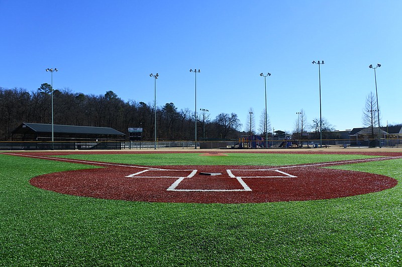 Higgins Field at Kelley Park Ballfields in Fort Smith as seen on Monday, Jan. 4, 2021. Higgins was one of the four Kelley Park Ballfields to receive multi-purpose artificial turf as part of a public-private partnership involving the City of Fort Smith. 
(Thomas Saccente/Northwest Arkansas Democrat-Gazette)