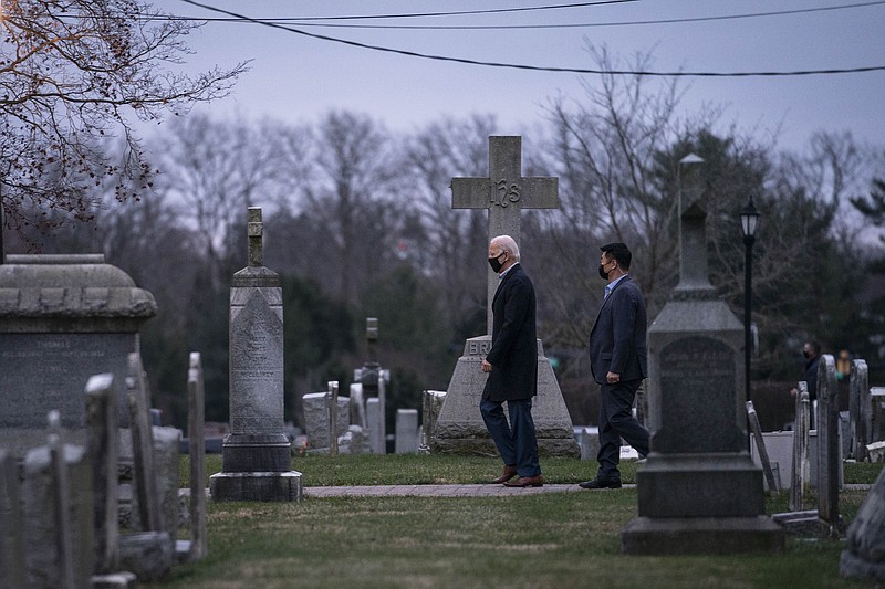 President-elect Joe Biden leaves a church service at St. Joseph on the Brandywine Catholic Church in Wilmington, Del., on Dec. 26.
(The Washington Post/Sarah Silbiger)