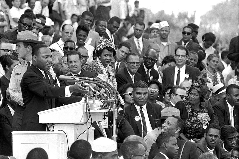 In this Aug. 28, 1963, file photo, the Rev. Dr. Martin Luther King Jr., head of the Southern Christian Leadership Conference, speaks to thousands during his "I Have a Dream" speech in front of the Lincoln Memorial for the March on Washington for Jobs and Freedom, in Washington.  - Photo by The Associated Press