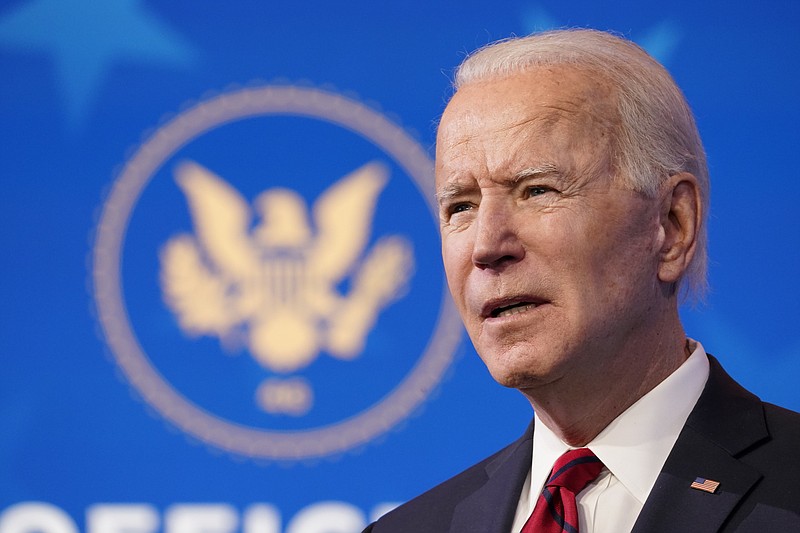 President-elect Joe Biden speaks during an event at The Queen theater, Friday, Jan. 15, 2021, in Wilmington, Del. (AP Photo/Matt Slocum)