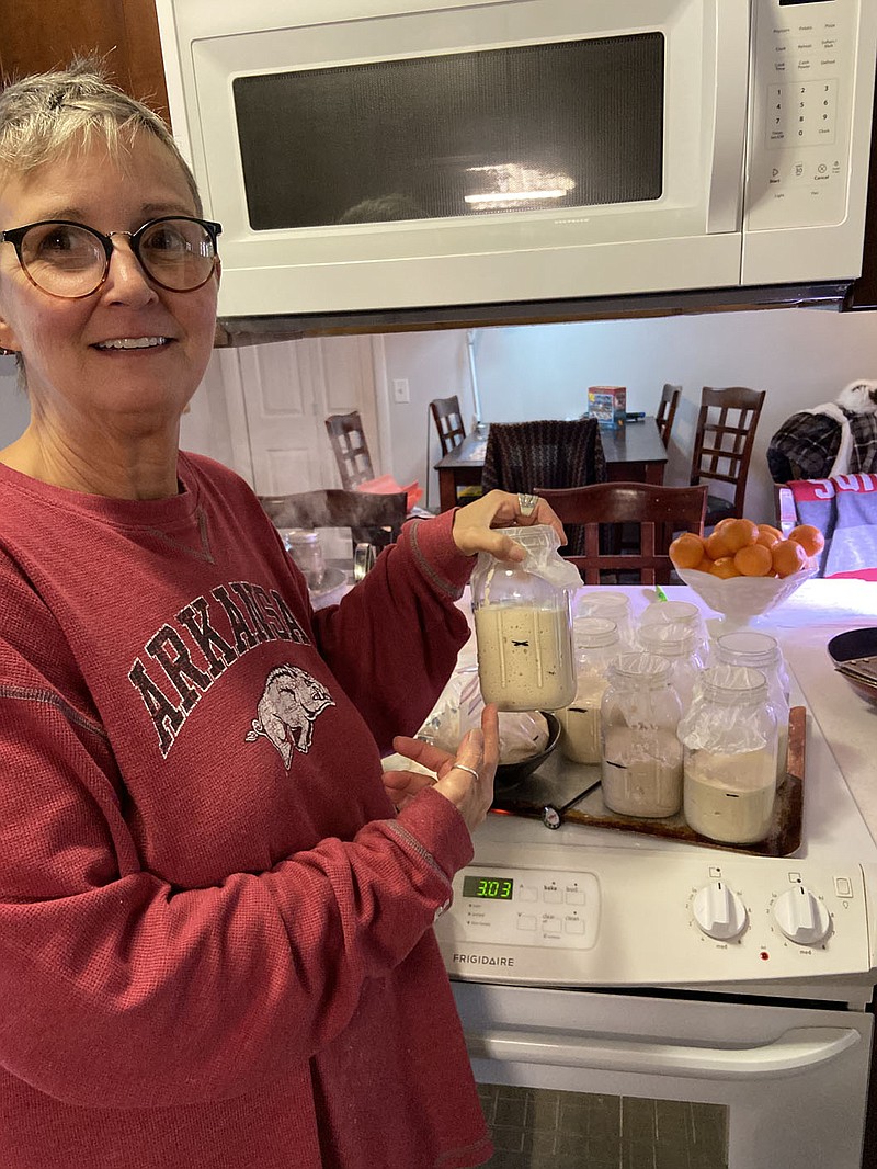 Courtesy photo
Teresa Higginbotham shows off her sourdough starter kits that she creates for others. The cold, dismal weather -- and the extra time at home -- has inspired the baker to create starter kits and bake sourdough bread to sell.