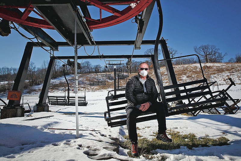 Rick Flatts poses for a photo on Tuesday, Jan. 12, 2021 at Sleepy Hollow sports park in Des Moines, Iowa.  For the first time in 27 seasons Sleepy Hollow sports park will not be open for the winter season. (Brian Powers/The Des Moines Register via AP)