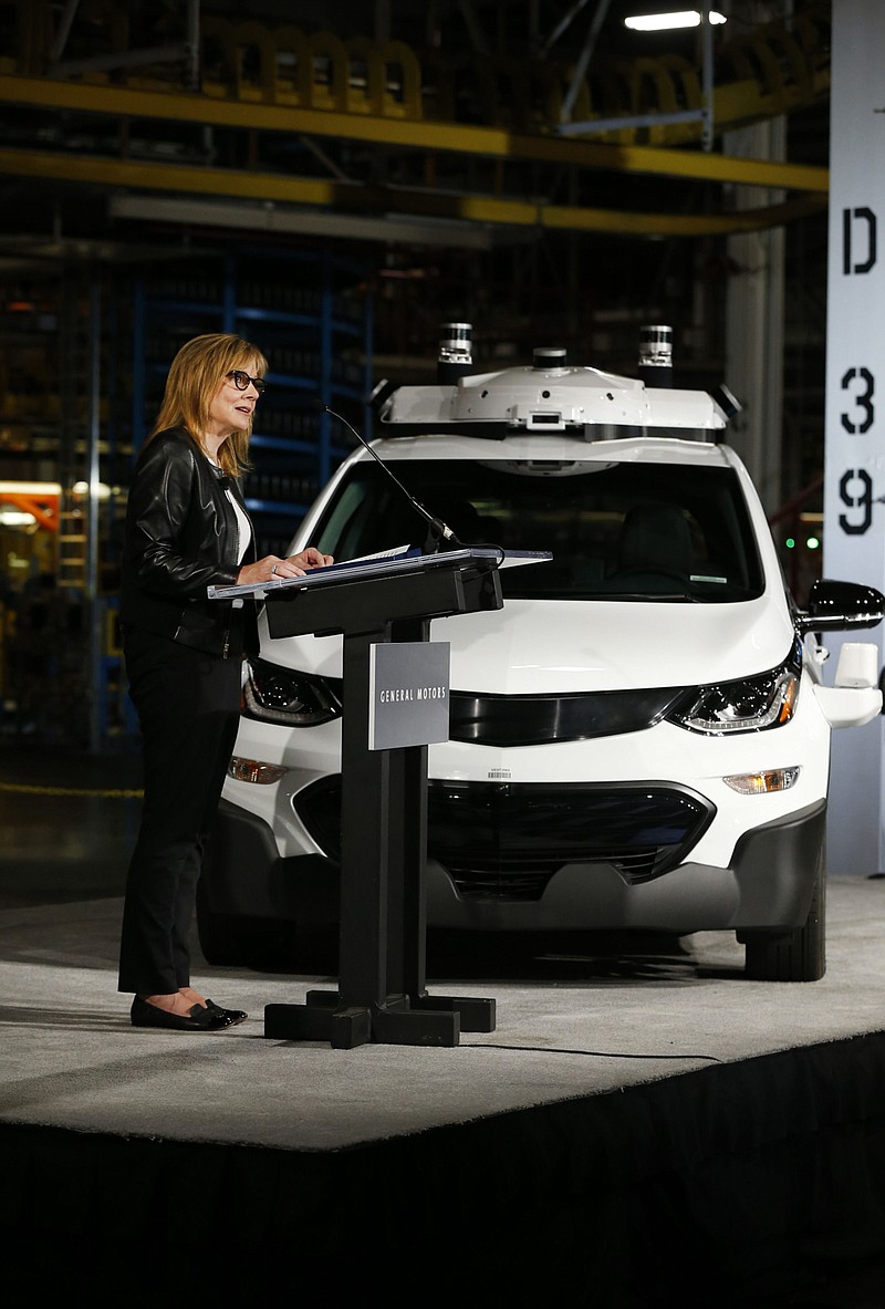 Mary Barra, chief executive officer of General Motors, speaks during an event at the company's Orion Assembly Plant in Orion Township, Mich., on June 13, 2017. MUST CREDIT: Bloomberg photo by Jeff Kowalsky.