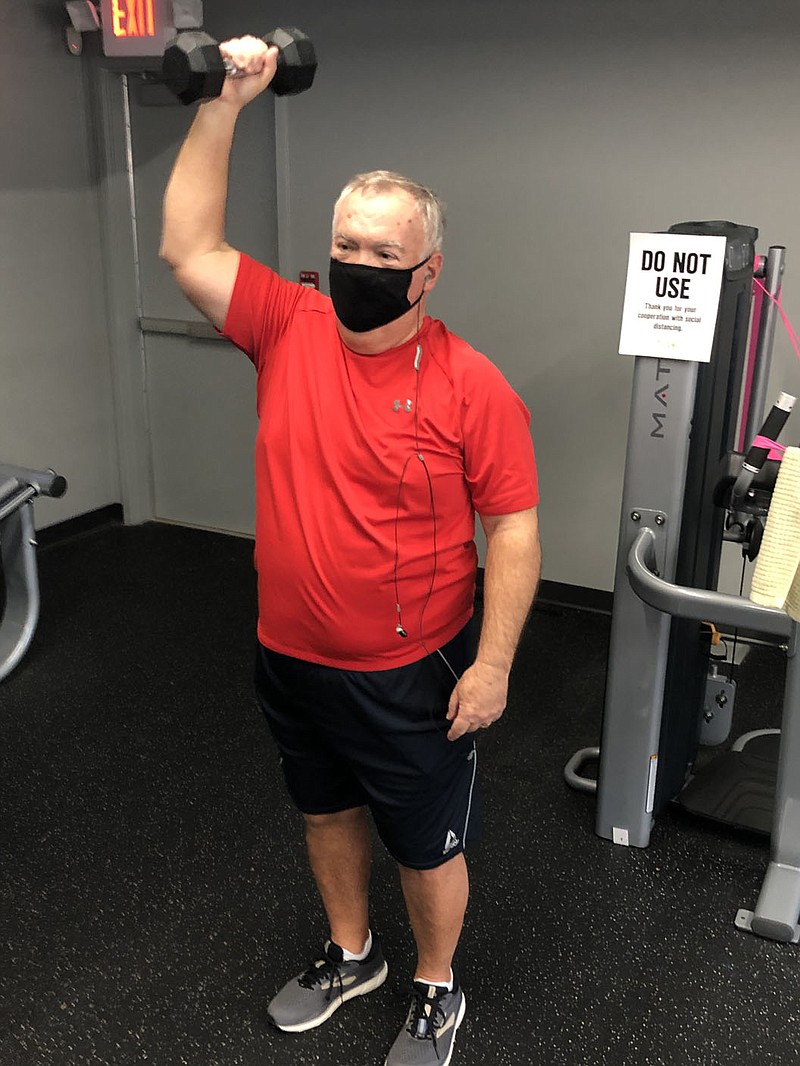 Rick Harvey/Weekly Vista
Bella Vista resident Bill Puskas regularly takes advantage of his reserved time slot working out at Branchwood Recreation Center. “I’m here Mondays, Wednesdays and Fridays,” he said.