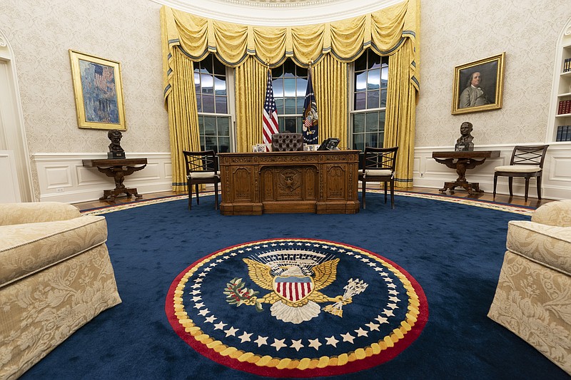 The Associated Press
The Oval Office of the White House is newly redecorated for the first day of President Joe Biden's administration on Wednesday in Washington.