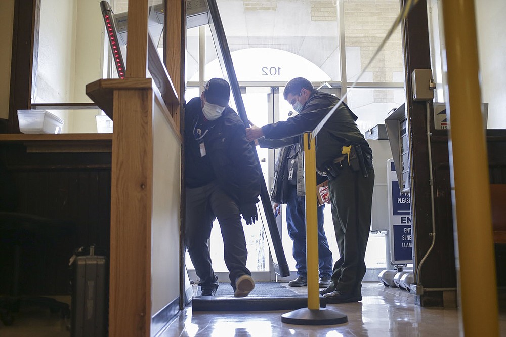 New entrance for Benton County Courthouse due to construction