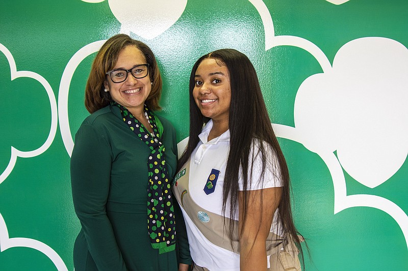Blair King, 16, is among the top cookie sellers in the Girl Scout troop her mother, Wanda King, leads in Little Rock.
(Arkansas Democrat-Gazette/Cary Jenkins)