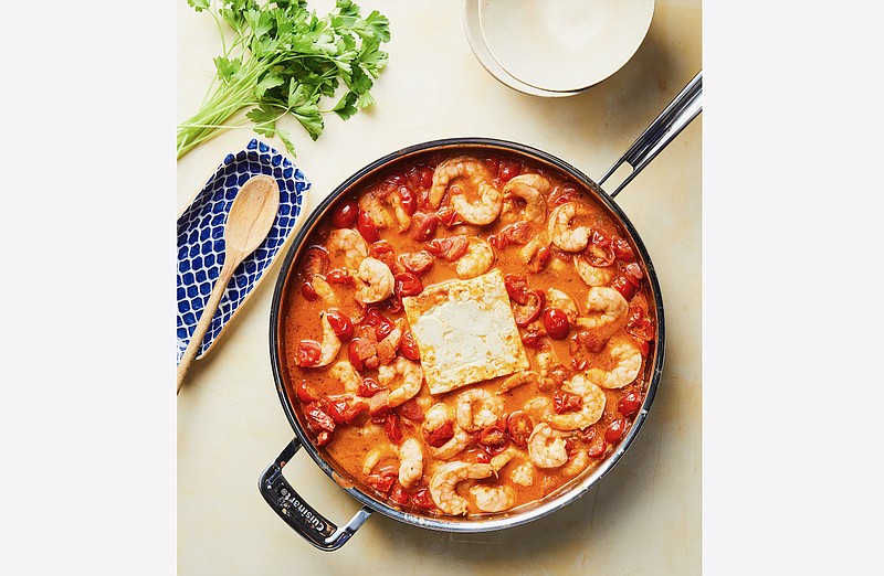 Skillet Shrimp With Tomatoes and Feta (Houghton Mifflin Harcourt/Linda Xiao)