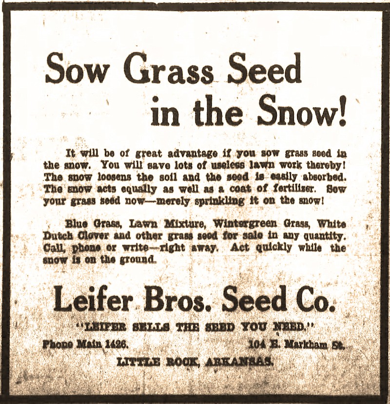 This ad appeared in the Arkansas Gazette on Feb. 19, 1921, the day after 11 inches of snow fell at Little Rock. (Arkansas Democrat-Gazette)