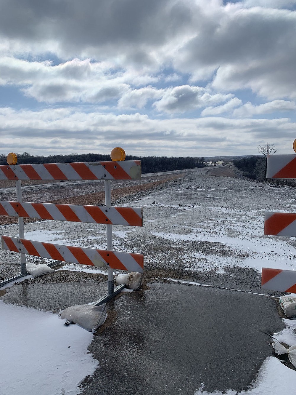 SALLY CARROLL/SPECIAL TO MCDONALD COUNTY PRESS The view from the new Route 90 bridge shows progress being made for the I-49 connector project. The final five miles are scheduled to be completed in the fall. When finished, the project will stretch from Kansas City to Fort Smith.