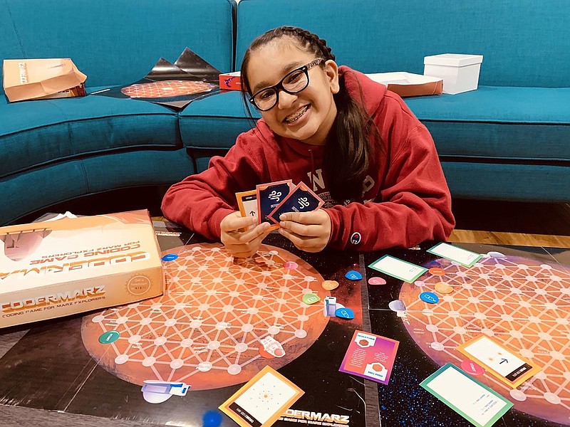 Samaira Mehta, who is 12 and lives in Santa Clara, Calif., became interested in coding at age 6. Her friends didn't share her enthusiasm. She thought a game might convince them that learning to code can be fun. So she invented a board game called Coder Bunnyz. She now has a business and two other coding-related games. (Photo courtesy of Coder Bunnyz)