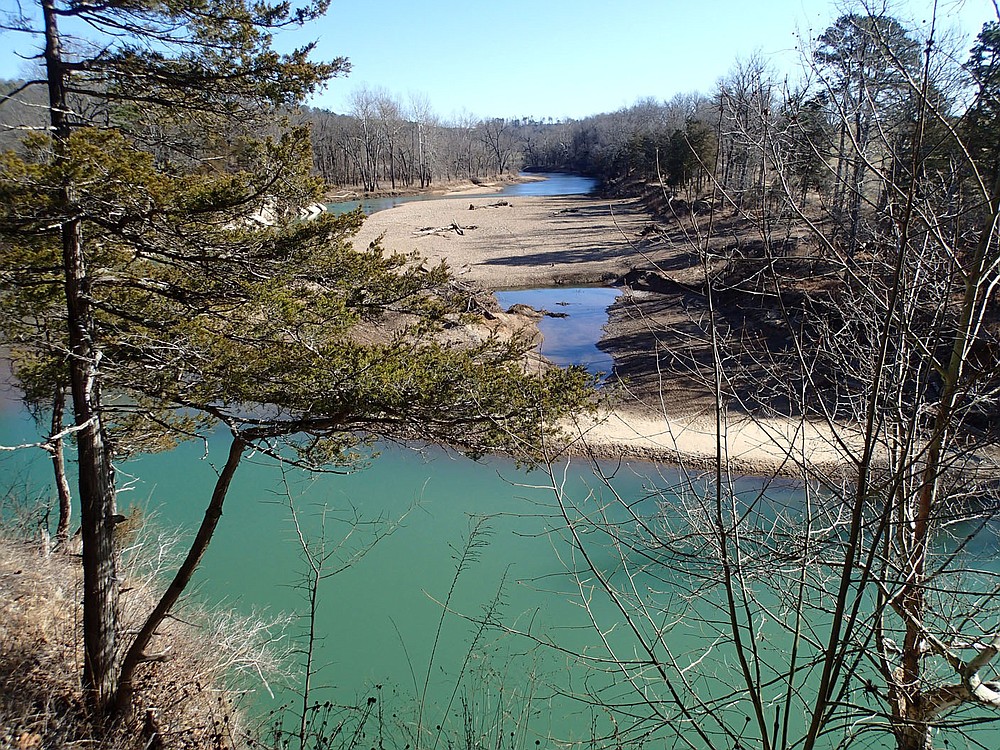 The view of the War Eagle River looking upstream from the trail. War Eagle Mill is about two miles upstream from the overlook.
(NWA Democrat-Gazette/Flip Putthoff)