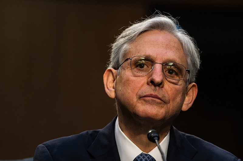 Nominee for U.S. Attorney General, Judge Merrick Garland appears before the Senate Judiciary Committee on Monday. MUST CREDIT: Washington Post photo by Demetrius Freeman