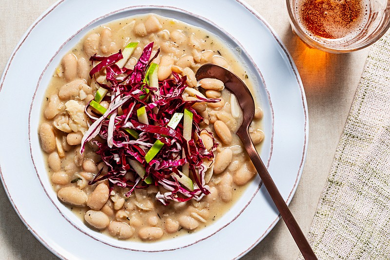 White Bean Stew With Garlic and Rosemary and Radicchio-Apple Salad (For The Washington Post/Scott Suchman)