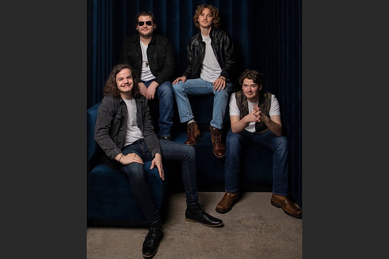 Bad Habit, a Little Rock band that covers classic rock songs, plays Saturday at Stickyz Rock ’n’ Roll Chicken Shack. Band members are Kaleb Hatley (from left), Jack Bennett, Luke Garrison and Sam Bennett. (Special to the Democrat-Gazette/David Yerby)