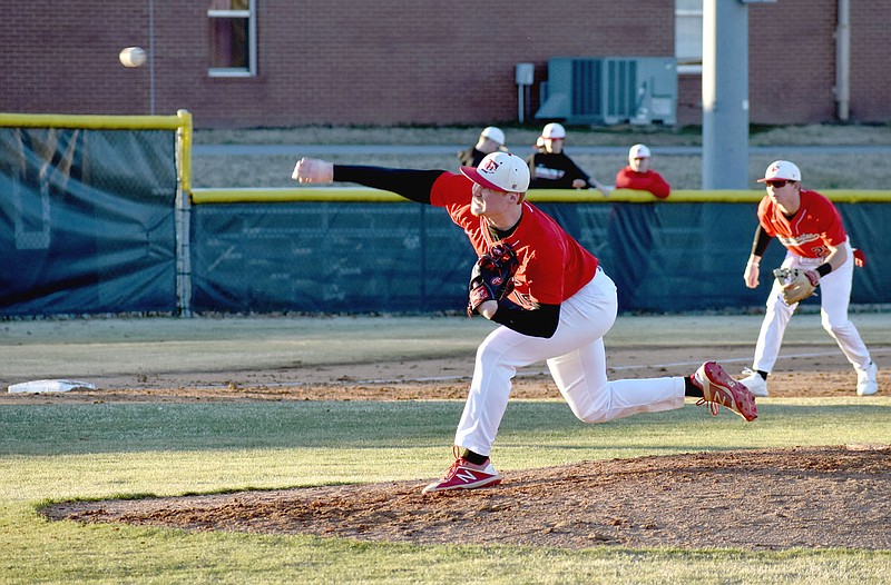 MARK HUMPHREY  ENTERPRISE-LEADER/Farmington junior Chase Brown started the home-opener against Bentonville West during a 13-0 loss on Tuesday, March 2.