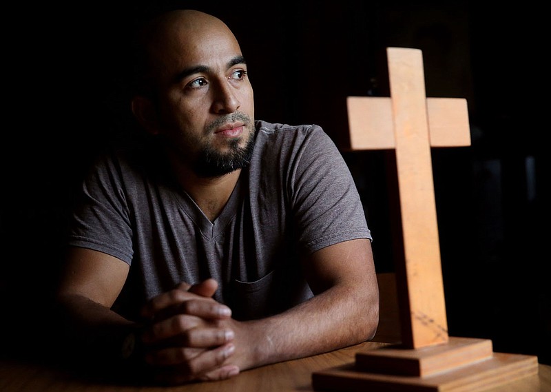 Alex Garcia, an immigrant who has sought sanctuary from deportation since 2017 at Christ Church United Church of Christ in Maplewood, Mo, poses for a portrait on Sunday, Jan. 28, 2018. U.S. Rep. Cori Bush introduced legislation Monday, Feb. 22, 2021, to grant permanent residency to Garcia, a Honduran immigrant who has spent more than three years inside the Missouri church to avoid deportation.(Laurie Skrivan/St. Louis Post-Dispatch via AP)