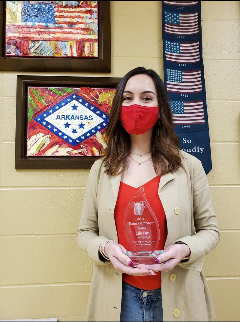 Ella Pace, Hot Springs World Class High School senior, received the 2021 Youth Challenger award for the state of Arkansas from Arkansans for Gifted and Talented Education. - Submitted photo