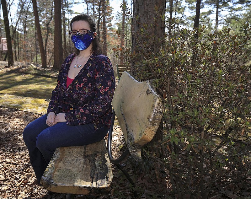 Alyssa Fuller Wednesday March 3, 2021 at her Little Rock home says she continues to have complications and symptoms a year after having covid-19.  (Arkansas Democrat-Gazette/Staton Breidenthal)