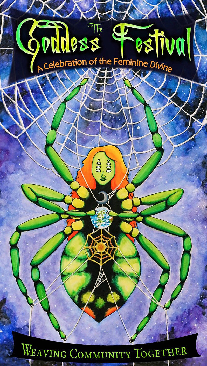 This year’s Goddess Festival is themed “Weaving Community Together,” as illustrated by this spider goddess created for the event by artist Catherine Williams.

(Courtesy Image/ Cat Williams)