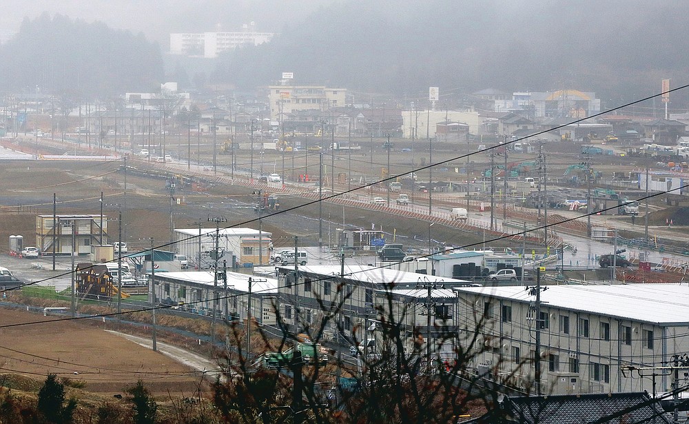 This file photo dated March 6, 2016 shows the reconstruction of the 2011 tsunami-ravaged residential area in Kesennuma, Miyagi Prefecture, northeastern Japan.  (AP Photo / Eugene Hoshiko, File)