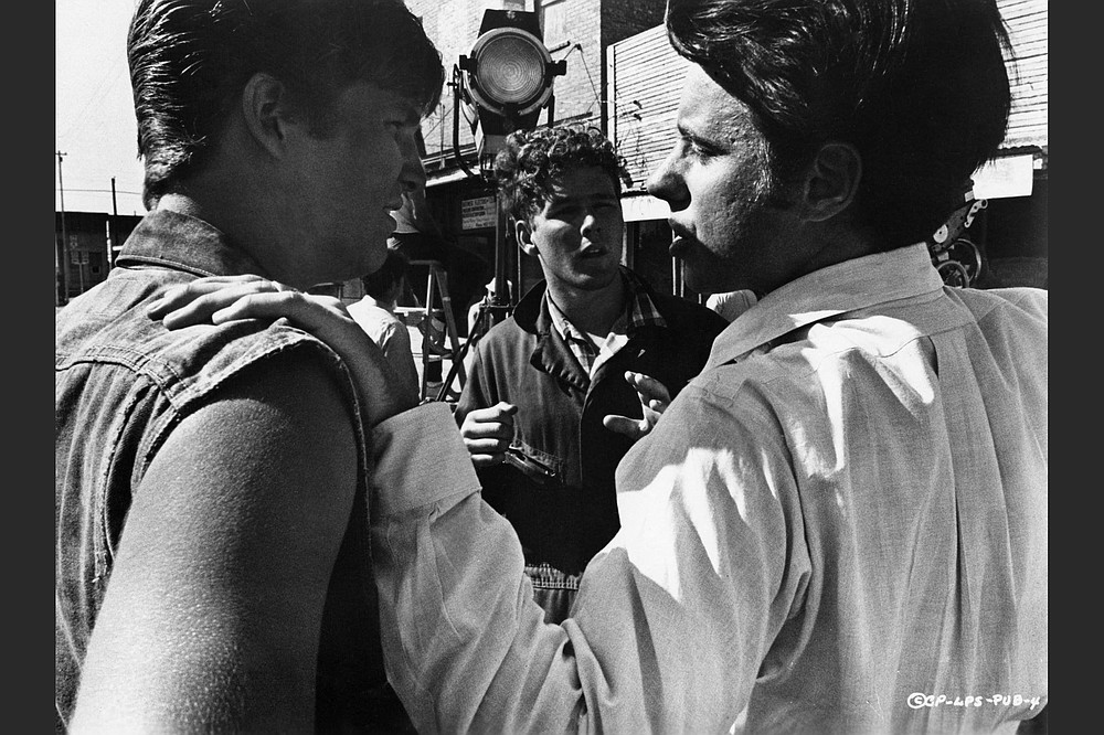 Peter Bogdanovich (right) directs 21-year-old Jeff Bridges (left) and 19-year-old Timothy Bottoms in “The Last Picture Show.”