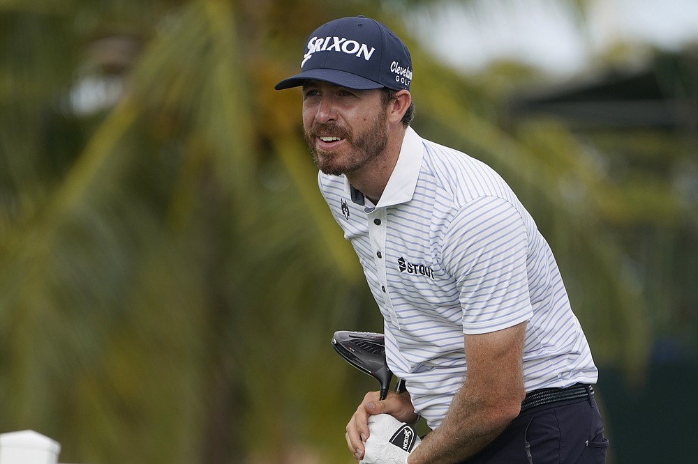 Sam Ryder follows his shot from the 12th tee during the second round of the Honda Classic golf tournament, Friday, March 19, 2021, in Palm Beach Gardens, Fla. (AP Photo/Marta Lavandier)