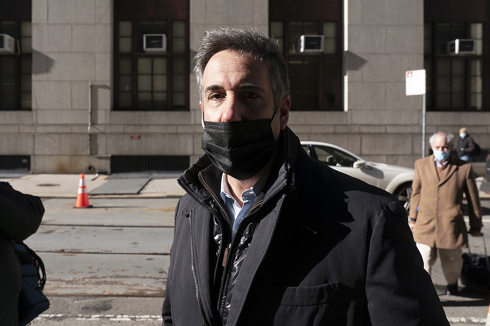 Michael Cohen, former personal attorney for Donald Trump, arrives at the Manhattan District Attorney's office, Friday, March 19, 2021, in New York. (AP Photo/Mark Lennihan)