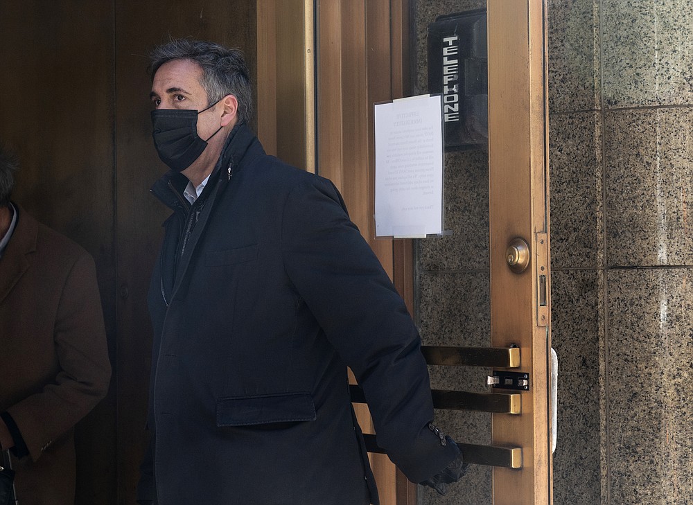 Michael Cohen, former personal attorney for Donald Trump, arrives at the Manhattan District Attorney's office, Friday, March 19, 2021, in New York. (AP Photo/Mark Lennihan)