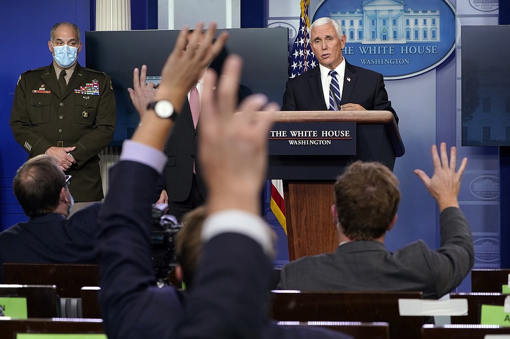 FILE - In this Nov. 19, 2020, file photo Vice President Mike Pence speaks during a news conference with the coronavirus task force at the White House in Washington. (AP Photo/Susan Walsh, File)