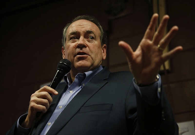 Republican presidential candidate, former Arkansas Gov. Mike Huckabee speaks at Inspired Grounds Cafe, Sunday, Jan. 31, 2016, in West Des Moines, Iowa. (AP Photo/Kiichiro Sato)