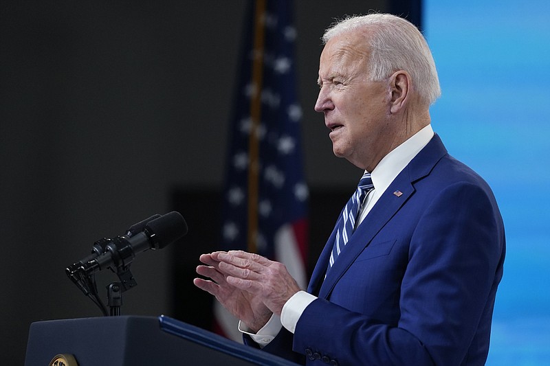 President Joe Biden speaks during an event on covid-19 vaccinations and the response to the pandemic, in the South Court Auditorium on the White House campus, Monday, March 29, 2021, in Washington. (AP Photo/Evan Vucci)