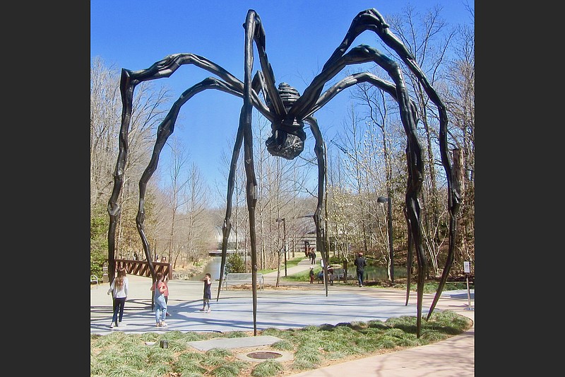 Louise Bourgeois’ relocated “Maman” rises 30 feet on Crystal Bridges’ Art Trail. (Special to the Democrat-Gazette/Marcia Schnedler)