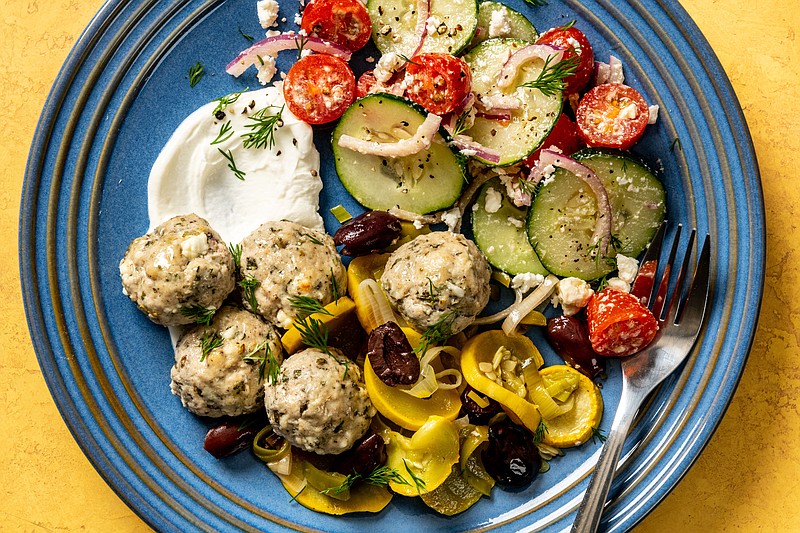 Greek Chicken Meatballs With Squash (For The Washington Post/Laura Chase de Formigny)