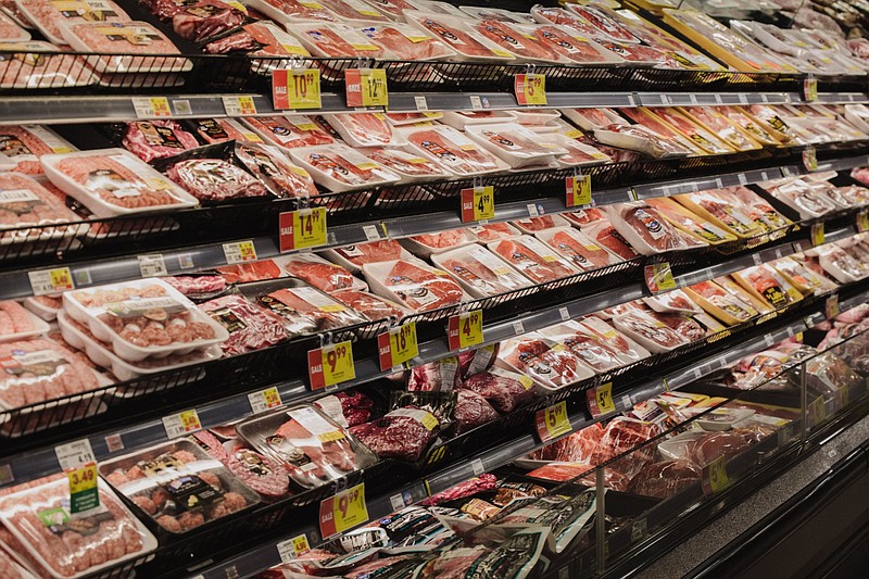 Meat is displayed for sale at Kroger Marketplace in Versailles, Ky., on Nov. 24, 2020. MUST CREDIT: Bloomberg photo by Scotty Perry.