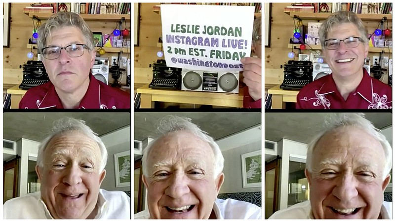 Geoff Edgers (top) talks with Leslie Jordan on March 26 on Edgers’s weekly Instagram Live show “Stuck with Geoff.” (The Washington Post)