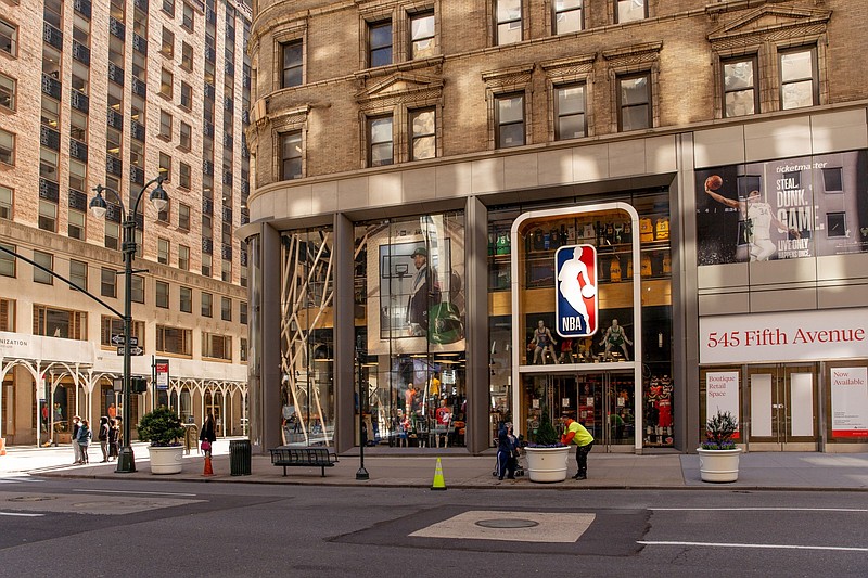 The NBA store at 545 Fifth Ave. in New York on March 30, 2021. MUST CREDIT: Bloomberg photo by Amir Hamja.