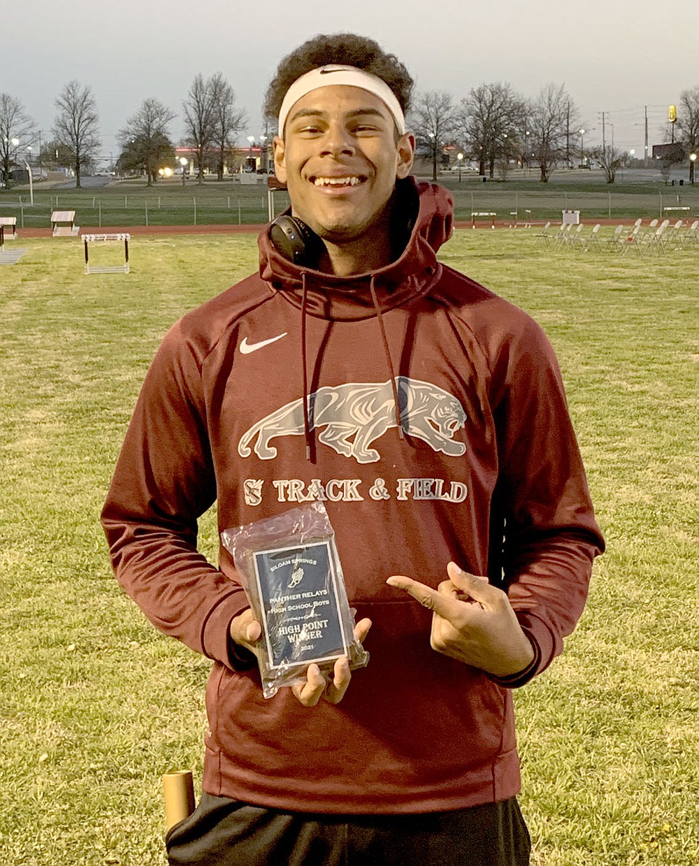 Photo submitted
Siloam Springs senior Keegan Soucie was the boys high-point award winner from the Siloam Springs Panther Relays held on April 1 at Glenn W. Black Stadium.