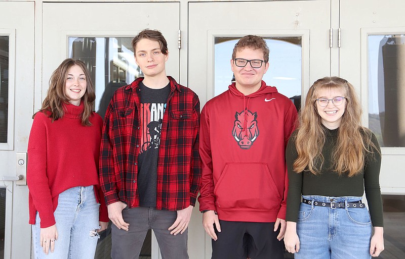 LYNN KUTTER ENTERPRISE-LEADER
Jeryn Carter, left, William Lonon, Clay Battles and Emma Hannah have been selected to represent Prairie Grove High School at the 2021 Governor's School this summer. Carter is an alternate right now for math.