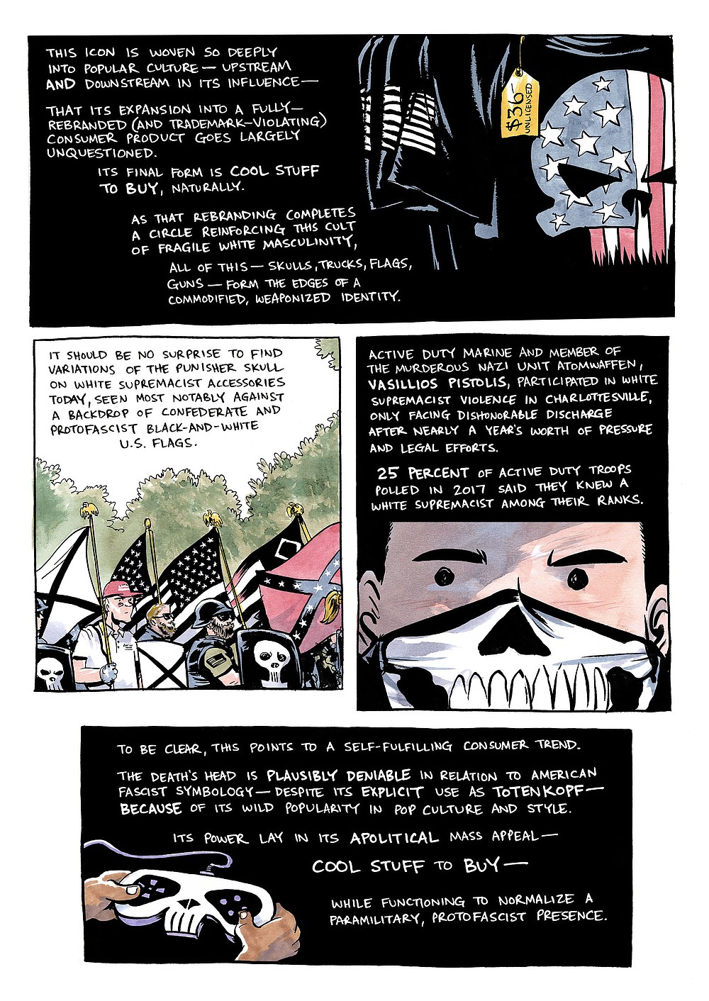 Powell also worries about the prevalence of military-style dress among civilians and the embracing of symbols like the skull logo of comic-book vigilante The Punisher.
(Courtesy image)