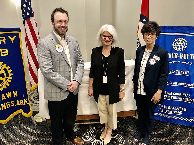 From left are Scott Burton, Oaklawn Rotary president, Kathleen Pursell, program director of the Arkansas SMP Program, and Charlene Hooten, Rotarian of the Day. - Submitted photo