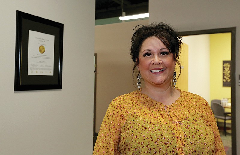 Jen Oliver, director of the mental health clinic the Fort Smith Hope Riverview Campus, Friday, April 2, 2021, on the campus in Fort Smith. The campus is the recipient of the national accreditation for behavioral health care services. Check out nwaonline.com/210404Daily/ and nwadg.com/photos for a photo gallery.
(NWA Democrat-Gazette/David Gottschalk)