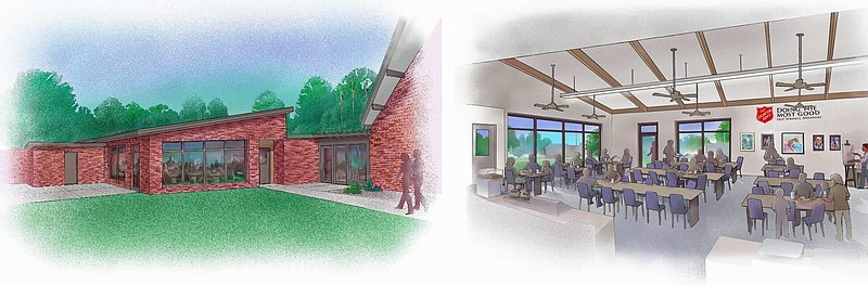 Exterior and interior digital renderings of The Salvation Army’s Red Shield Cafe were showcased at a donor reception held Tuesday. - Submitted photo