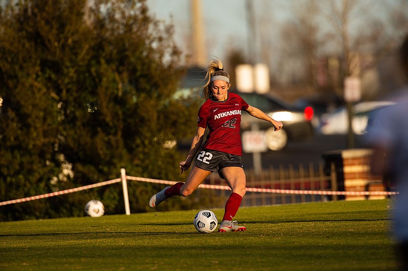 Arkansas senior forward Parker Goins has been a key figure in helping the Razorbacks build one of the top women's soccer programs in the Southeastern Conference. (photo by Walt Beazley)
