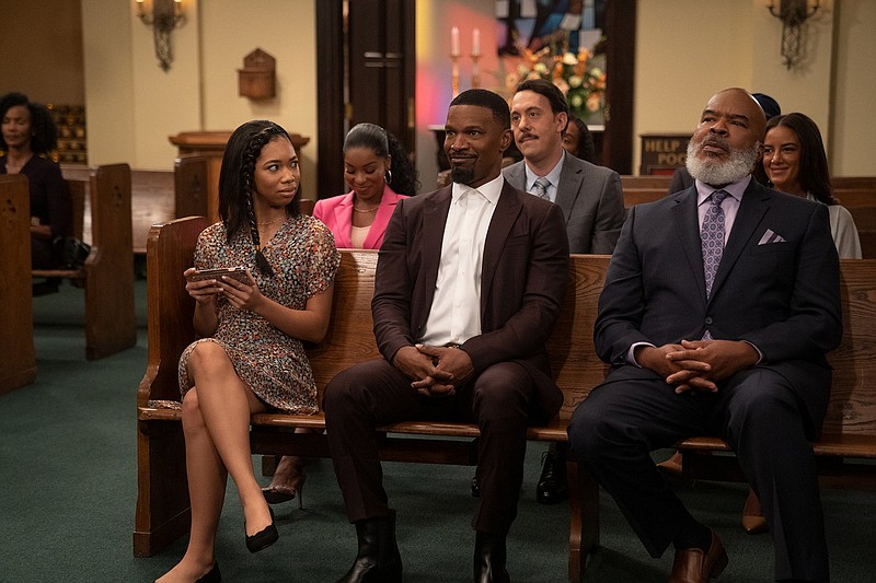 Kyla-Drew (from left), Jamie Foxx and David Alan Grier play three generations of a family in “Dad Stop Embarrassing Me,” now streaming on Netflix. (Netflix/TNS/Saeed Adyani)