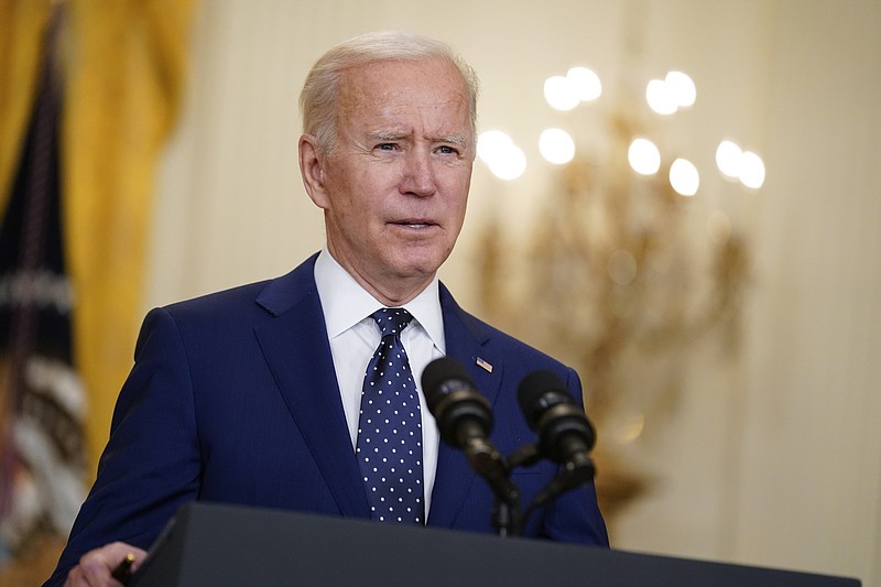 FILE - In this April 15, 2021, file photo, President Joe Biden speaks in the East Room of the White House in Washington.  (AP Photo/Andrew Harnik, File)