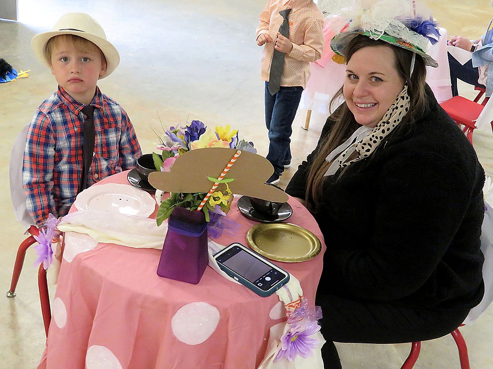 Westside Eagle Observer/RANDY MOLL
Silas Roberts and his mother Ashley enjoyed time together at the Mommy and Me Tea Party held at the Gentry Early Learning Academy on Friday.