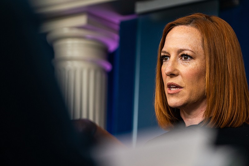 White House Press Secretary Jen Psaki during the daily press briefing in the James Brady Room at the White House on April 23, 2021. MUST CREDIT: Washington Post photo by Demetrius Freeman.