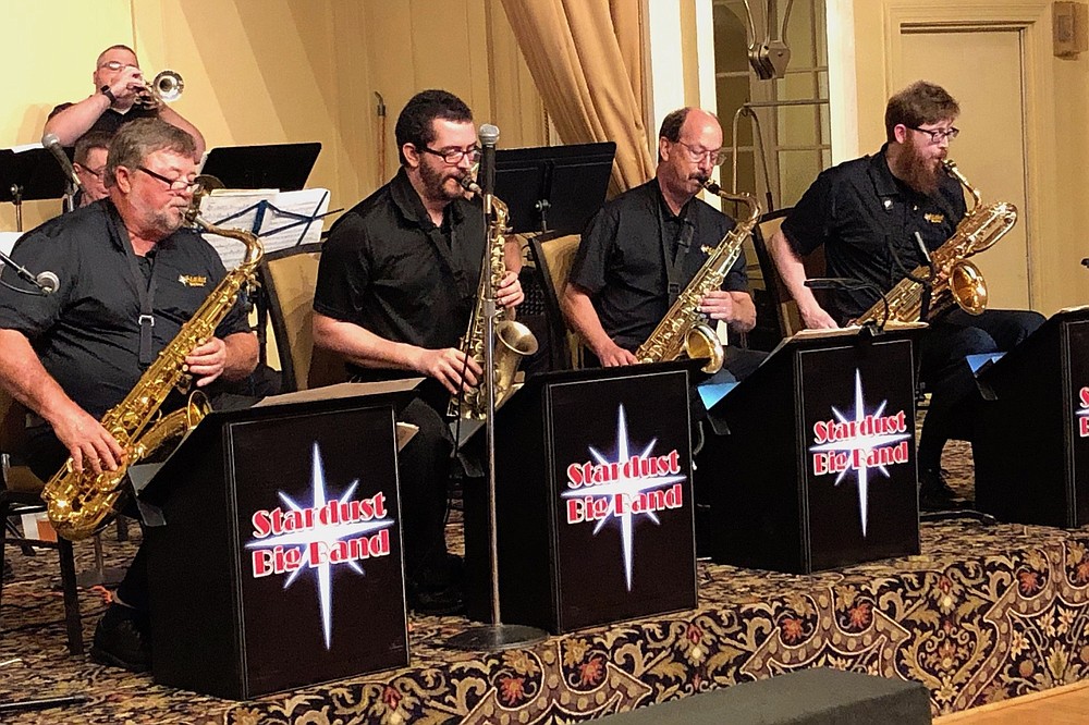 Members of the Stardust Big Band perform in a 2019 photo at the Arlington Resort Hotel & Spa in Hot Springs. The band joins area high school jazz bands for the North Little Rock Jazz Festival on Saturday. (Democrat-Gazette file photo)